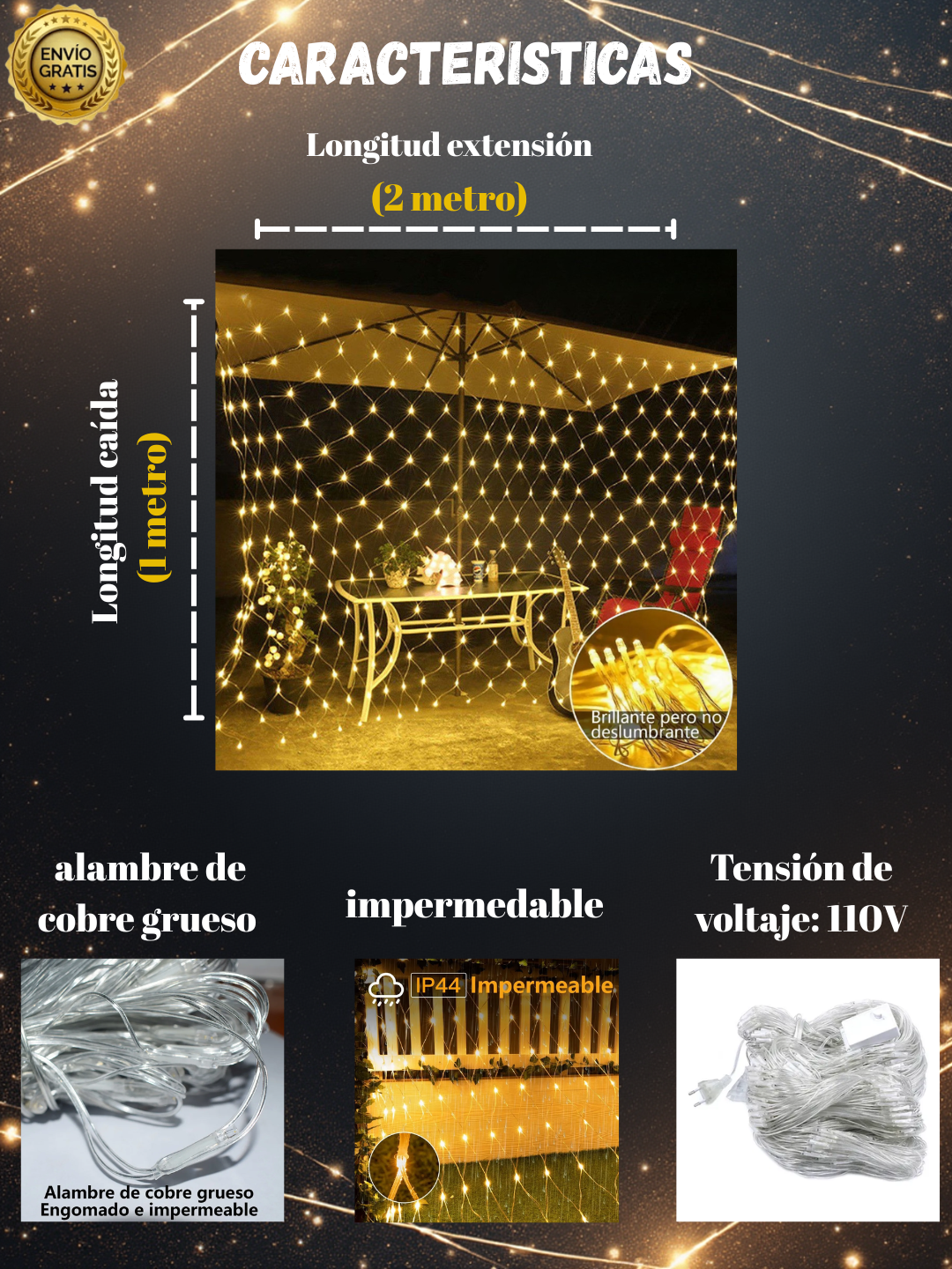 Luces Malla LED 200 Luces 2x1M